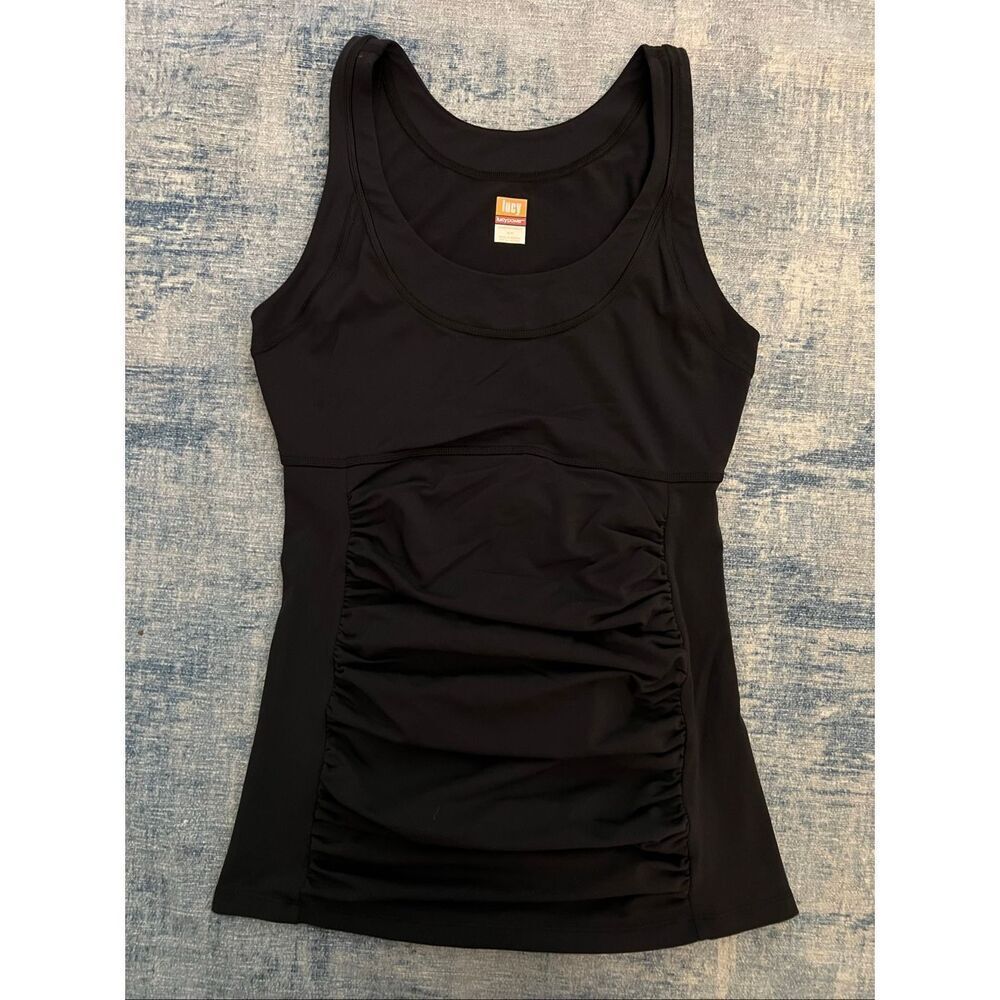 Lucy Black Power Stretch Active Ruched Tank Top Medium